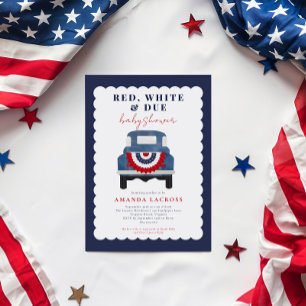 Red White and Due Patriotic Baby Shower Postcard