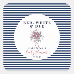 Red White and Due Patriotic Baby Shower Square Sticker