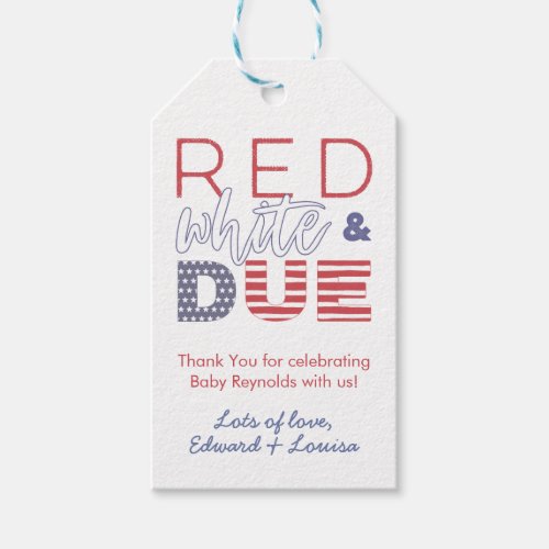 Red White And Due Patriotic July 4th Baby Shower Gift Tags