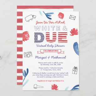 Red White And Due Patriotic Virtual Baby Shower Invitation