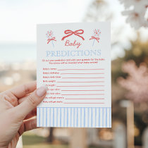 Red White and Due Predictions Baby Shower Game Advice Card