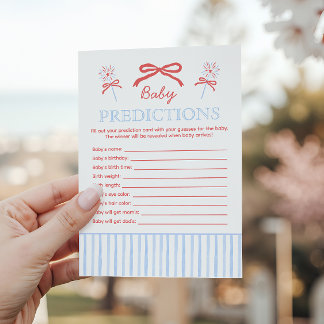 Red White and Due Predictions Baby Shower Game Advice Card