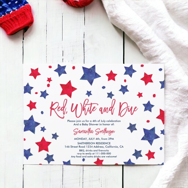 Red white and due stars 4th of July baby shower Invitation (Red white and due stars 4th of July baby shower Invitation)