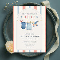 Red White and Due Stripes Clothesline Baby Shower