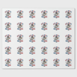 Red White and Feral Patriotic Raccoon Shirt_1 Wrapping Paper