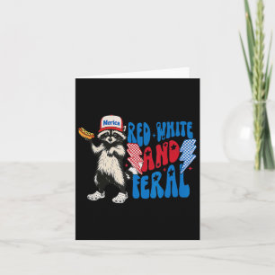 Red White And Feral Raccoon Funny Usa 4th Of July Card
