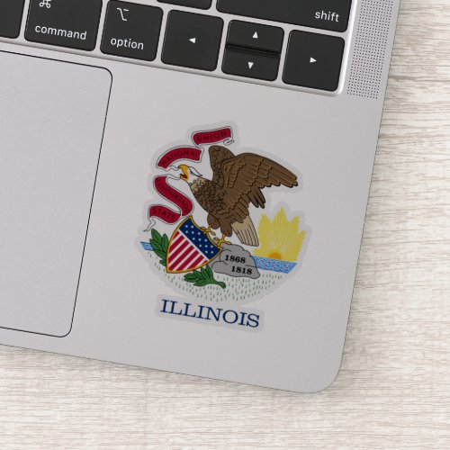 Red White and Gold Eagle Flag of Illinois Sticker