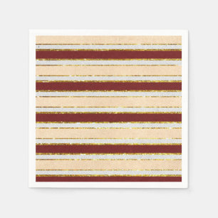 Red, White and Gold Foil Christmas Stripes Napkins