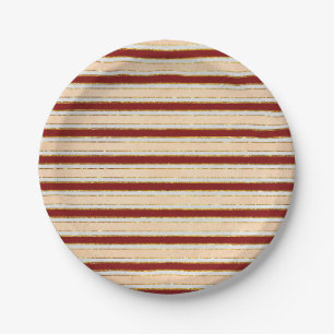 Red, White and Gold Foil Christmas Stripes Paper Plates