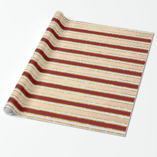 Red, White and Gold Foil Christmas Stripes Wrapping Paper