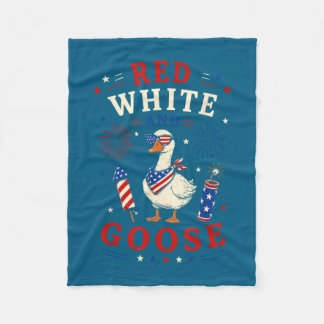 Red white and goose 4th of july fleece blanket