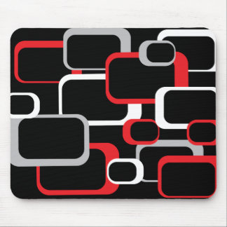 Red White and Gray Black Retro Squares Pattern Mouse Pad