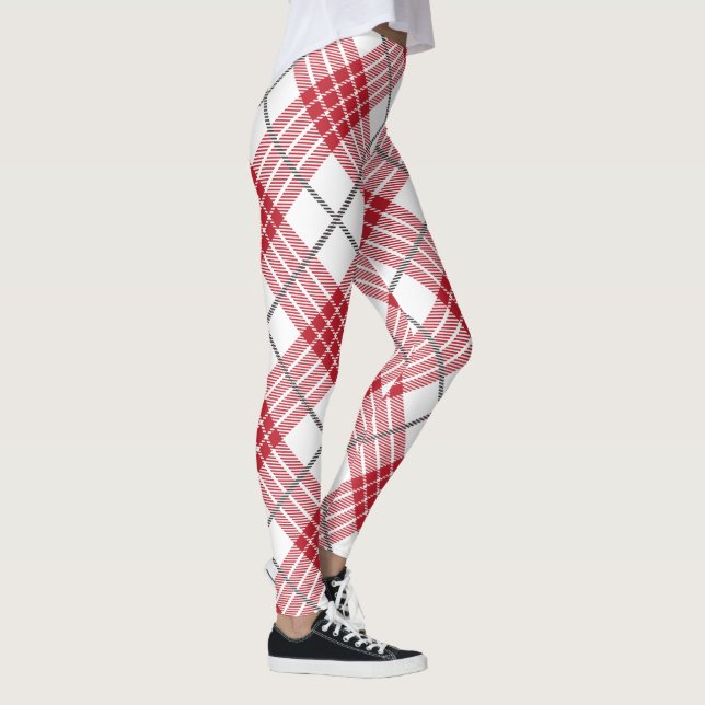 Red white and gray plaid pattern leggings (Right)