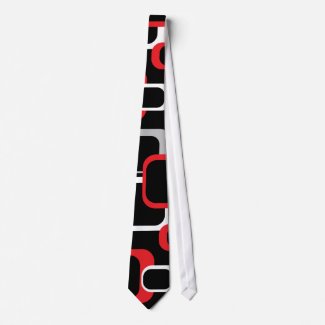 Red White and Gray Retro Square Tie