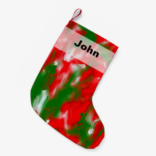 Red, White and Green Abstract Small Christmas Stocking