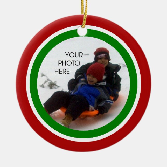 Red, White, and Green Christmas Ceramic Ornament (Front)