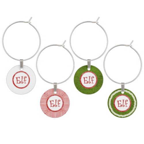 Red White and Green Christmas Elf Theme Set 1 Wine Charm