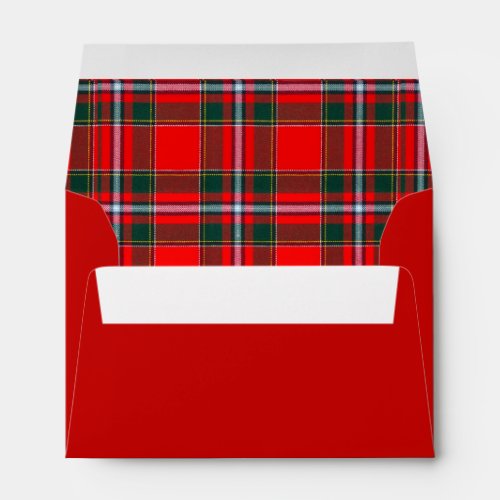 Red White and Green Christmas Holiday Plaid  Envelope