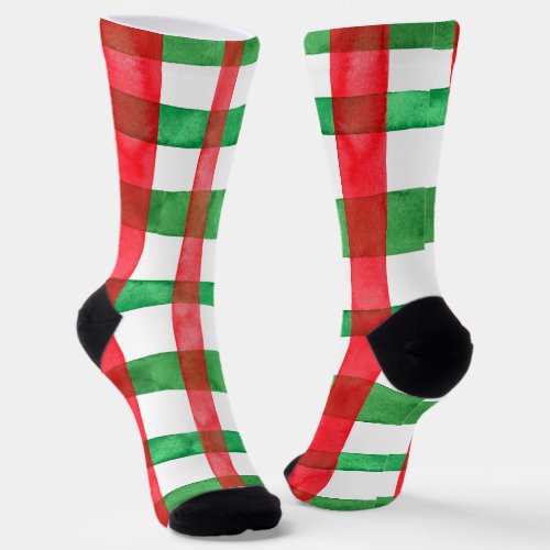 Red white and Green Christmas Premium Crew Socks