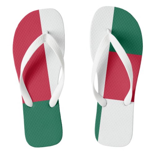 Red White And Green Color Block Print Flip Flops