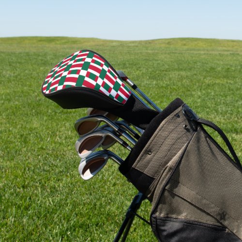 Red White And Green Color Block Print Golf Head Co Golf Head Cover