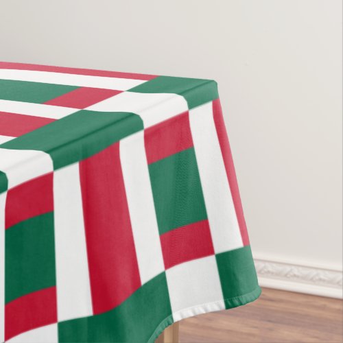 Red White And Green Color Block Print Tablecloth