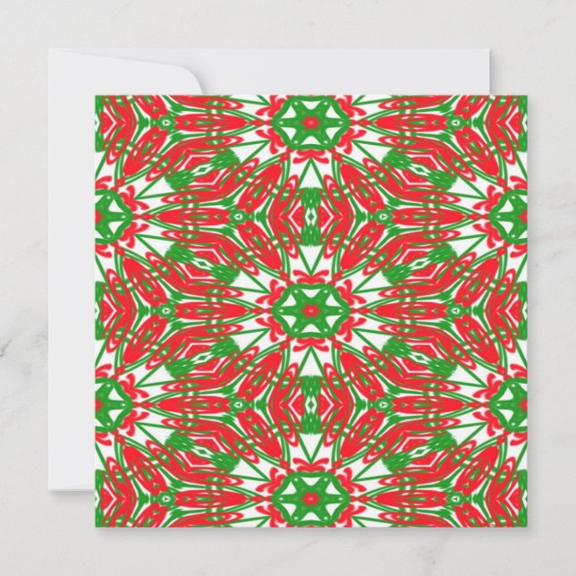 Red, White and Green Kaleidoscopes Note Card (Front)