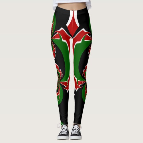  Red White And Green Leggings
