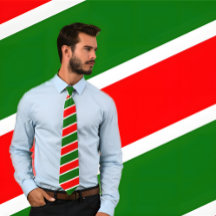 Red, White and Green Striped Tie (Xmas Colors)
