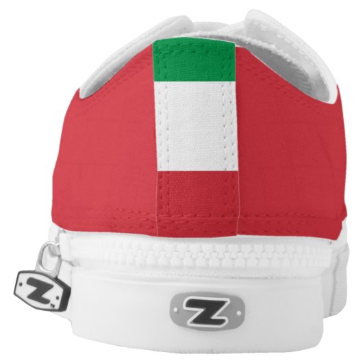 Red, White and green Stripes Low-Top Sneakers (Left Shoe Back)