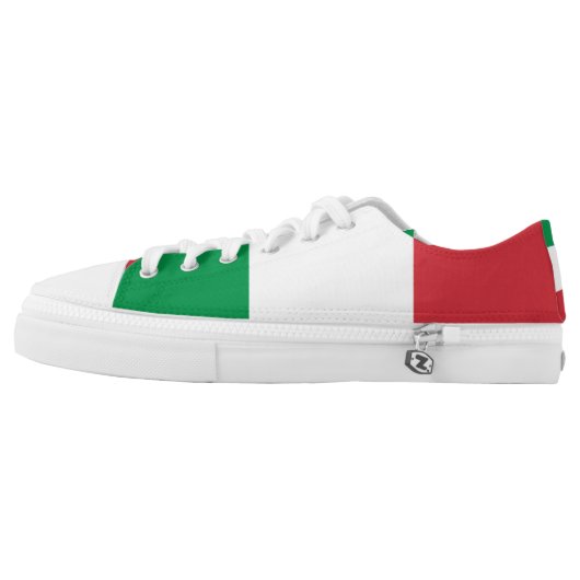 Red, White and green Stripes Low-Top Sneakers (Left Shoe Outside)