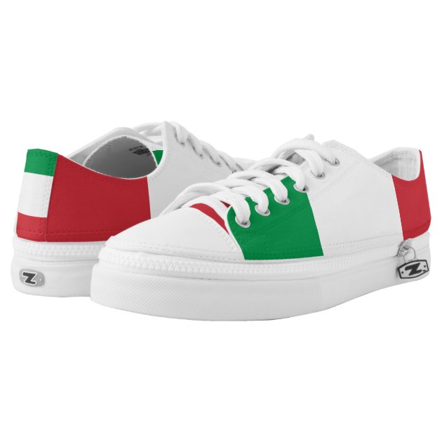 white sneakers with red and green stripes