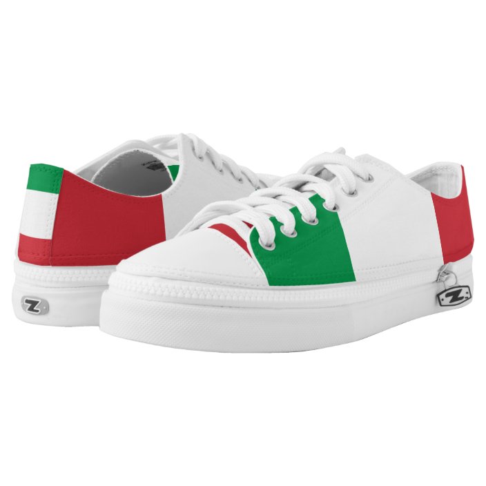 white trainers with red and green stripe