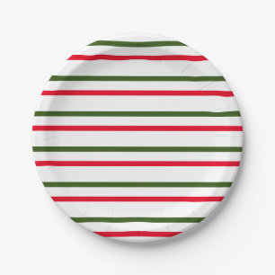Red, White and Green Stripes Paper Plates
