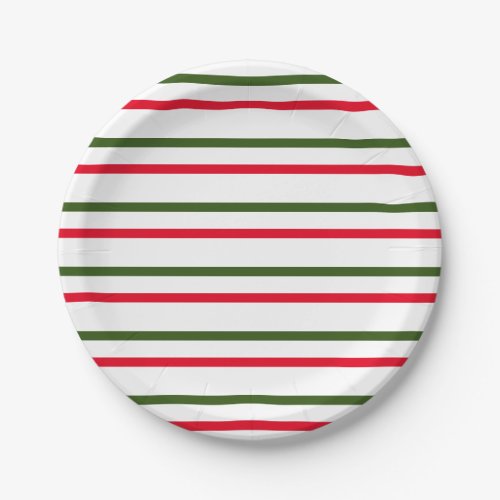 Red White and Green Stripes Paper Plates