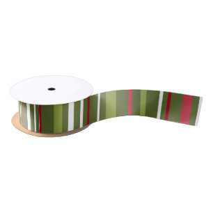 Red White and Green Stripes  Satin Ribbon
