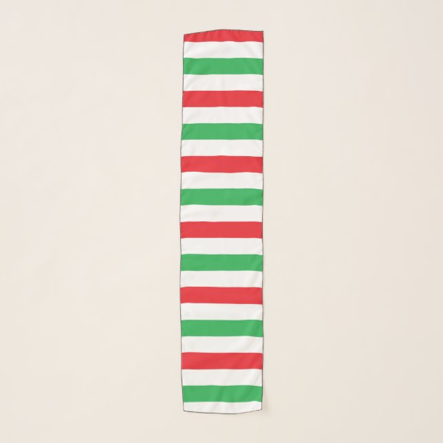 Red, White and Green Stripes Scarf (Front)