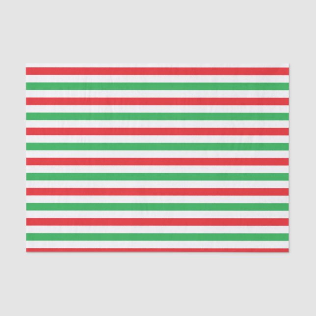 Red, White and Green Stripes Tissue Paper (Front)