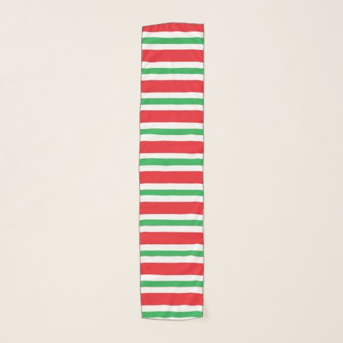 Red White and Green Thick and Thin Stripes Scarf
