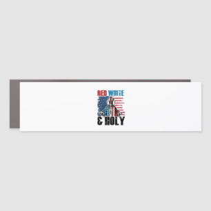 Red White and Holy Pope Leo XIV, 4th of July Car Magnet