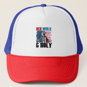 Red White and Holy Pope Leo XIV, 4th of July Trucker Hat
