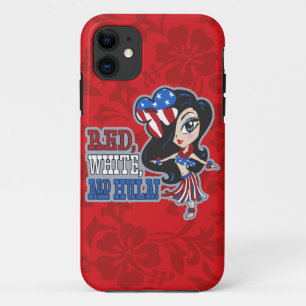 Red, White and Hula Girl Patriotic iPhone 5 Case