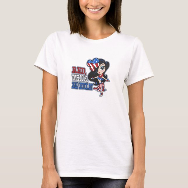 Red, White and Hula Ladies T-shirts (Front)