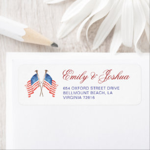 Red White and I Do 4th July Patriotic Wedding  Label