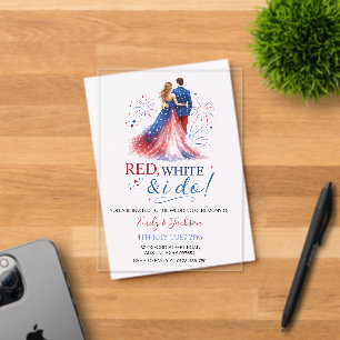 Red White and I do Acrylic Wedding Invitation