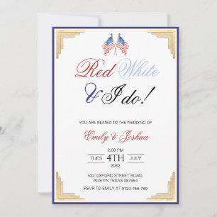 Red White and I Do American Patriotic Wedding Invitation