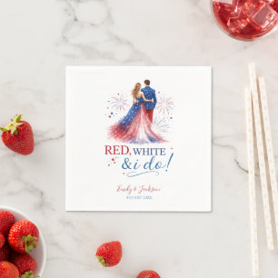 Red White and I do Americana Wedding Napkins