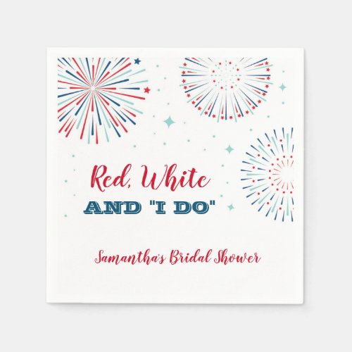 Red White and I DO Bridal Shower Napkin