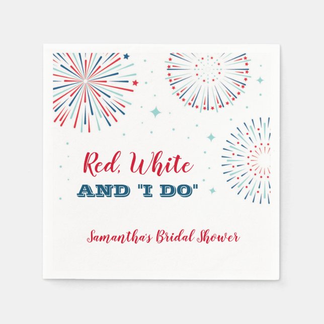 Red, White and I DO Bridal Shower Napkin (Front)