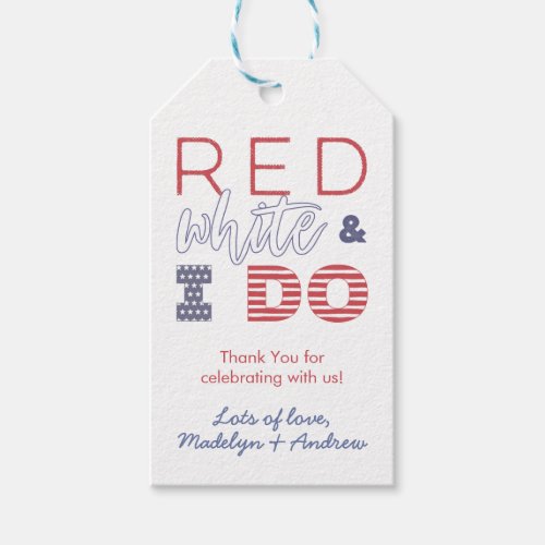 Red White And I Do Co_Ed Wedding Shower Favor Gift Tags